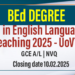 BEd in English Language Teaching 2025 - UoVT