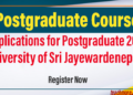 University of Sri Jayewardenepura Invites Applications for Postgraduate Intake 2025