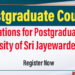 University of Sri Jayewardenepura Invites Applications for Postgraduate Intake 2025