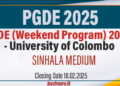 PGDE (Sinhala Medium) 2025/2026 at University of Colombo