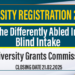 University Registrations under the Differently Abled Intake & Blind Intake