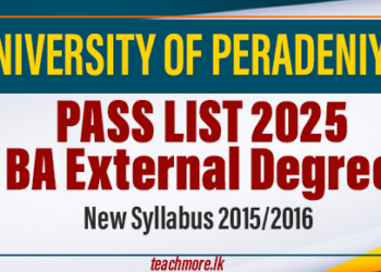 PASSLIST - 2025 BA External Degree - New Syllabus 2015/2016