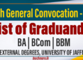 List of Graduands for Confirment of Degree - University of Jaffna