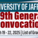 University of Jaffna's 39th General Convocation Scheduled for March 2025
