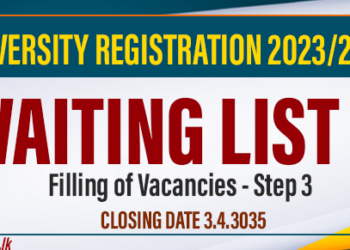 Waiting List 3 (Filling of Vacancies Step 3)- University Registration 2023/2024