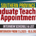 Southern Province Graduate Teaching Appointment - Interview Schedule