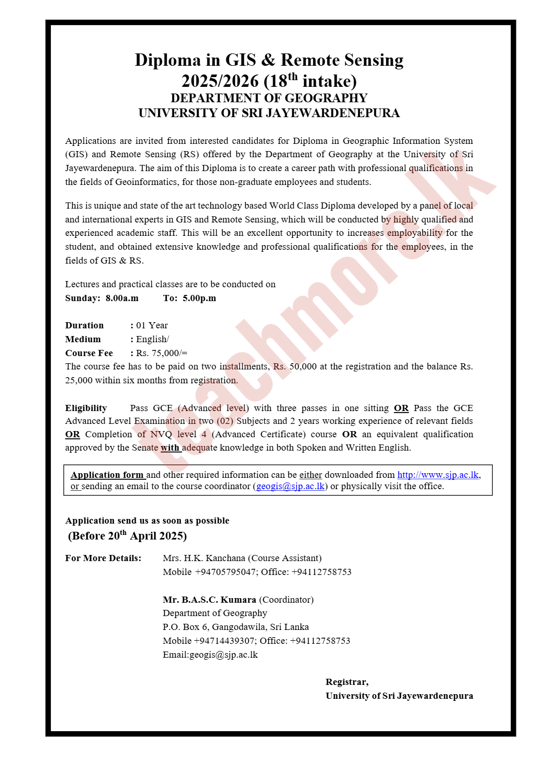 Diploma in GIS & Remote Sensing - TeachMore: SL Education, Vacancies ...