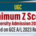 Minimum Z Score for University Admission