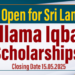 Allama Iqbal Scholarships Now Open for Sri Lankan Students