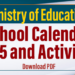 School Calendar 2025 and Activities