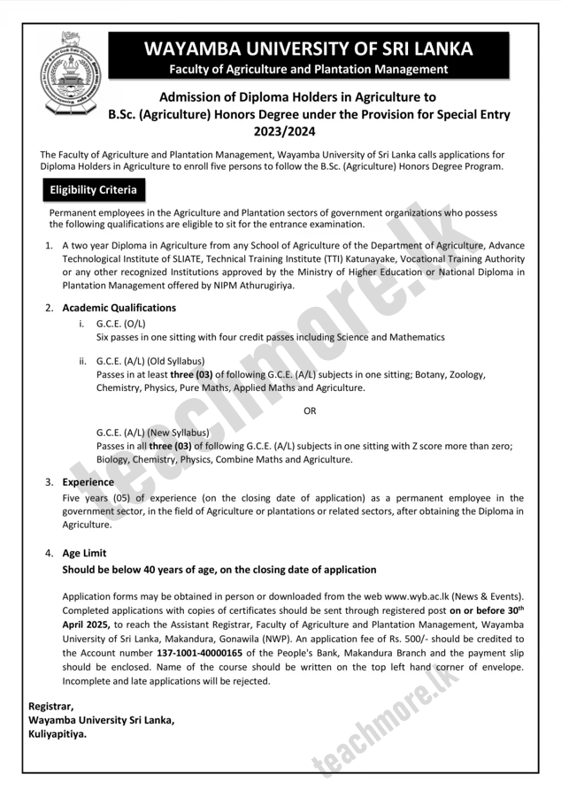 BSc. (Agriculture) Honors Degree