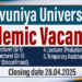 University of Vavuniya Announces Academic Vacancies for 2025