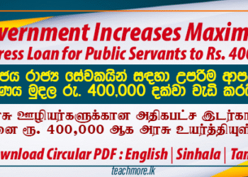 Government Increases Maximum Distress Loan for Public Servants to Rs. 400,000
