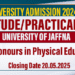 University of Jaffna Announces Aptitude and Practical Test for B.Sc. Honours in Physical Education 2024/2025