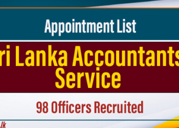 98 Officers Recruited to Sri Lanka Accountants Service - Appointment List