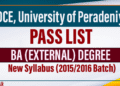 University of Peradeniya Releases Pass List for BA (External) Degree– 2015/2016 New Syllabus