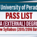 University of Peradeniya Releases Pass List for BA (External) Degree– 2015/2016 New Syllabus