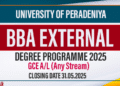 Applications for BBA External Degree 2025 - University of Peradeniya