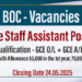 BOC Vacancies- Trainee Staff Assistant Positions