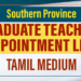 Southern Province Graduate Teaching Appointment List