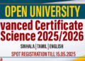 Open University of Sri Lanka Invites Applications for Advanced Certificate in Science 2025/2026