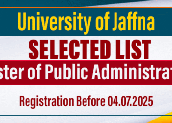 Selection List for Master of Public Administration (Batch IV) - University of Jaffna