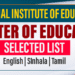 Selected List for Master of Education (MEd) Released by NIE