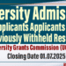University Admission for Applicants with Previously Withheld Results