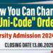 Change "Uni-Code" Order for University Admission 2024/2025