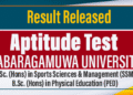 Aptitude Test Results Released – Sabaragamuwa University