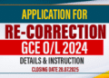 Re-Correction Application – GCE O/L 2024