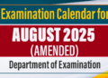 Examination Calendar for August 2025 (Amended)