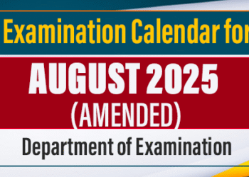 Examination Calendar for August 2025 (Amended)