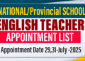 English Teachers Appointment - National/Provincial Schools