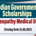 Indian Government Scholarships for Homoeopathy Medical Degree 2025/2026