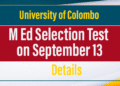 M Ed Selection Test on September 13
