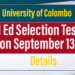 M Ed Selection Test on September 13