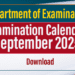 Examination Calendar for September 2025