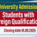 University Admission of Students with Foreign Qualifications