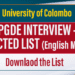 PGDE Interview List Released - University of Colombo