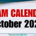 Examination Calendar for October 2025