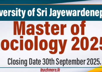 Master of Sociology (One-Year) 2025 - University of Sri Jayewardenepura