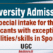 Special intake for the applicants with exceptional abilities/skills in Sports to Universities