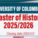 Master of History 2025/2026 - University of Colombo