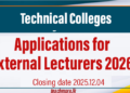 Applications for External Lecturers 2026