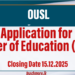 Application for Master of Education (MEd) - OUSL