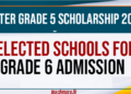 Selected Schools for Grade 6 Admission After Grade 5 Scholarship 2025