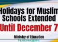 Holidays for Muslim Schools Extended Until December 7