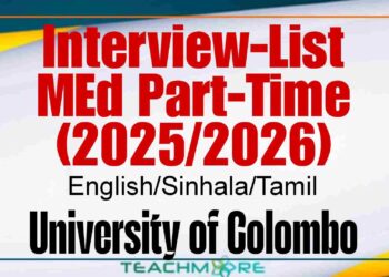 Interview-List for MEd Part-Time (2025/2026) – University of Colombo