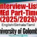 Interview-List for MEd Part-Time (2025/2026) – University of Colombo